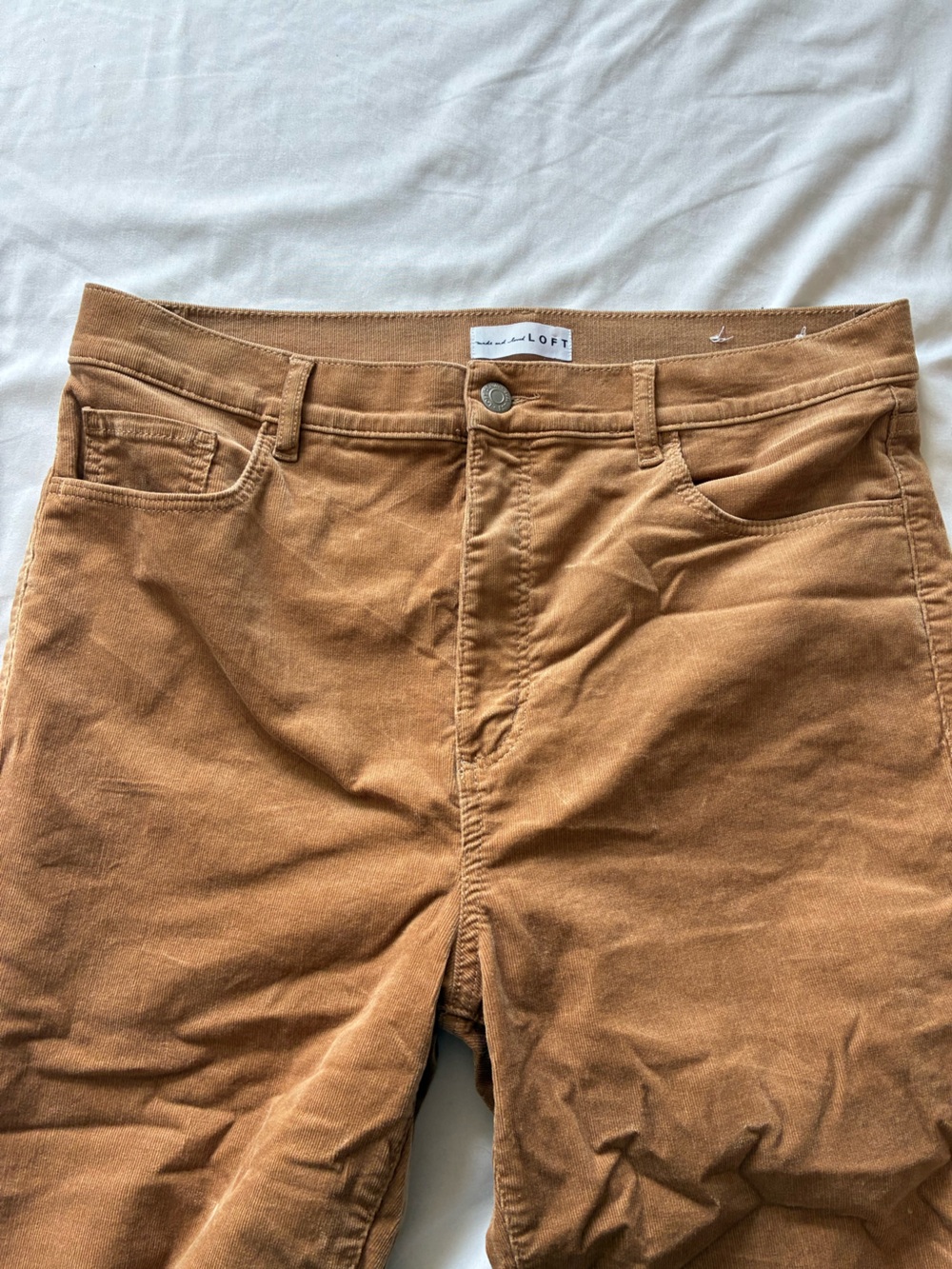 LOFT Camel/Tan High-Rise Corduroy Pants